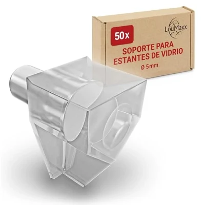 Imagen de LouMaxx soportes de suelo plástico transparente 5 mm con pasador acero, 50 unidades, para estantes, estanterías, soporte
