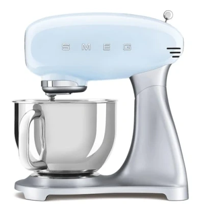 Imagen de Robot amasador Smeg SMF02PBEU, Amasador, 800W, 4.8l, 10 velocidades, 6 accesorios, Acero inoxidable, Azul