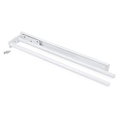 Imagen de Emuca Toallero extensible 2 brazos, colgador de toallas para baño o cocina aluminio blanco, 440mm largo