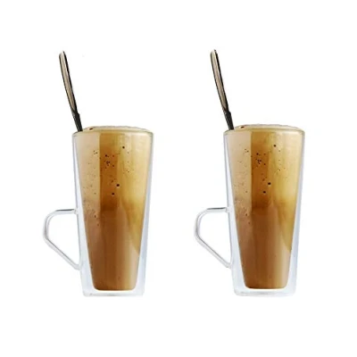 Imagen de Maxxo Vasos de Doble Pared Frappé 2X 320 ml Copas Vidrio Térmico Resistente al Calor y Frío Tazas con Efecto Flotante para Té Café