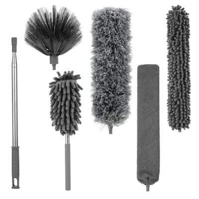 Imagen de 6 Pcs Plumero Atrapapolvo, Telescopico Extensible, Longitud telescópica hasta 245 cm, Extensible Apto para Limpieza de techos, Ventiladores Techo, lámparas araña