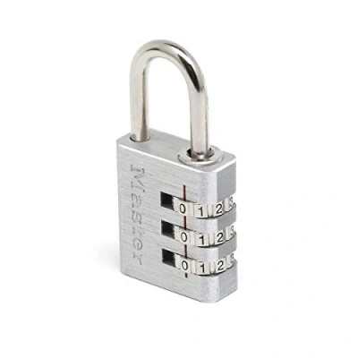 Imagen de Master Lock 7630EURD Candado con combinación personalizable y cuerpo de aluminio, Gris, 3 x 6.5 1.3 cm