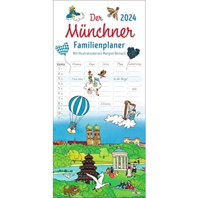 Imagen de El planificador familiar de Múnich 2024. Calendario con 5 columnas. Divertido pared vacaciones escolares. Munich
