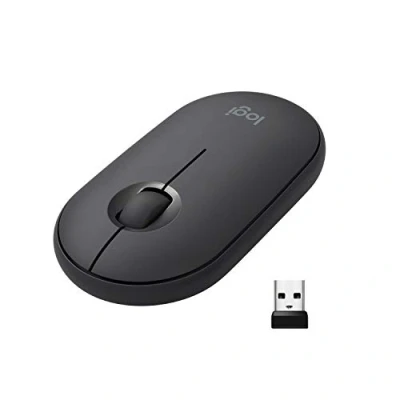 Imagen de Logitech Pebble Ratón Inalámbrico, Bluetooth o 2,4 GHz con Receptor Unifying, Clic Silencioso para Portátil/Notebook/PC/Mac/iPad OS/Chromebook Negro