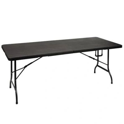 Imagen de Perel Mesa Plegable, Resistente a la Intemperie, con Mango, imitación de Madera, máx. 100 kg, Negro