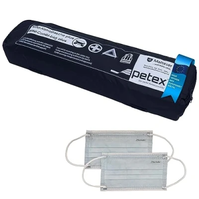 Imagen de Petex 43999704 Combi Bolsa con Cierre de Velcro, Euro Warning Triángulo, Vendas y Chaleco Seguridad, Color Negro