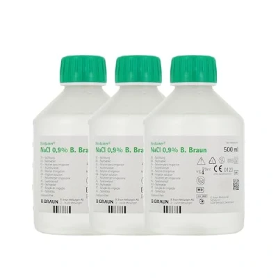 Imagen de B BRAUN Suero Fisiológico Fluidifica y Humedece las membranas mucosas nasales Elimina los secretones Permite el enjuague tratamiento de heridas Hidratación vendajes Lote 3x500ML