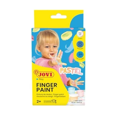 Imagen de Jovi Pintura Dedos, Estuche 6 botes, 35 mililitros, colores pastel (540P)