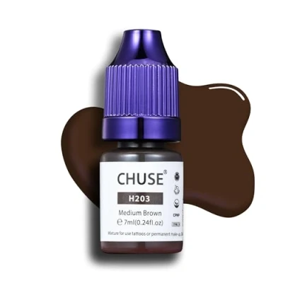 Imagen de CHUSE Pigmentos líquidos híbridos para cejas PMU, 0,24 oz/7 ml (H203 Marrón medio)