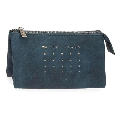 Imagen de Pepe Jeans Holly Monedero Tres Compartimentos Azul 17,5x9,5x2 cms Piel sintética