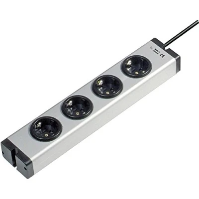 Imagen de Ehmann 0600x00042031 Regleta Universal de 4 enchufes (Cable 1,5 m), 230 V, Aluminio