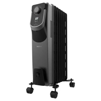 Imagen de Cecotec Radiador Eléctrico de Aceite ReadyWarm 7000 Space 360 Black. 7 Módulos, Bajo Consumo, 1500 W, 3 Niveles, Recogecables, Tecnología 360, Sistema Seguridad, 18 m2