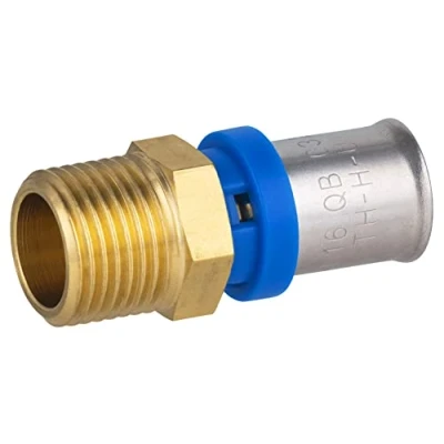 Imagen de Racor recto multicapa macho Ø16 1/2 para prensar Conexión resistente y duradera Ideal instalaciones de fontanería Fácil instalar ajuste seguro QUICK PLOMBERIE