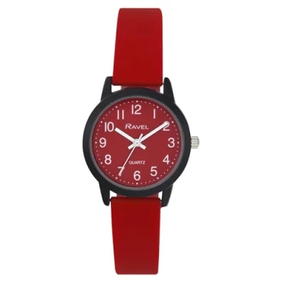Imagen de Ravel Reloj Summer in Black para Mujer con Correa de Silicona (Caja 30 mm) Cuarzo Analógico R1813.10 Rojo