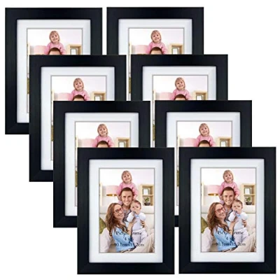 Imagen de Giftgarden Marcos de Fotos Multiples 10x15 con Paspartú y 13x18 sin Paspartú, Conjunto Portafotos Negros para Pared o Mesa, Set 8