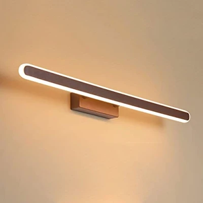 Imagen de Jadssox Barra de luz LED para espejo, accesorio iluminación lineal baño, lámpara pared tocador con acabado marrón, luces espejo tira larga, apliques maquillaje
