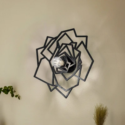 Imagen de Aplique mural Origami rosa Apertura 40 x 12 cm MDF Metal Negro Menzzo