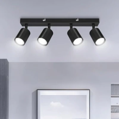 Imagen de Ketom Lampara Techo Focos Orientables Negro, GU10 Lámpara de con 3 Redonda, para el Ajustables y Giratorios, LED Salon, Cocina, Sin Bombilla