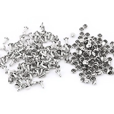 Imagen de Walfront Remaches de Doble Tapa Clavos Metal Remache Plateado para Jeans Bolsa Manualidades en Cuero Zapatos 100 Unidades 6 x 8 mm (Plata)