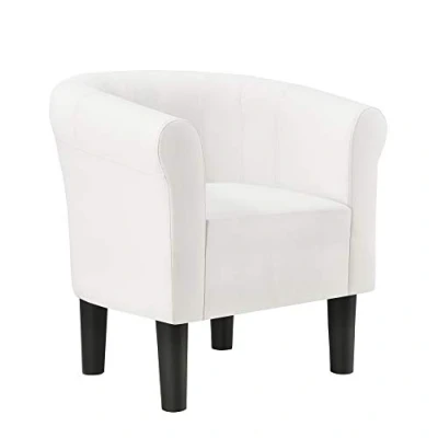 Imagen de [en.casa] Sillón Relax Elegante Butaca 70x70x58 cm Asiento cómodo de Piel sintética Blanco