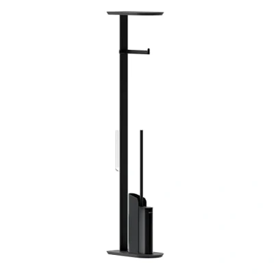 Imagen de Cosmic Escobillero de Silicona con Portarrollos para Baño Flat Slim Negro Mate