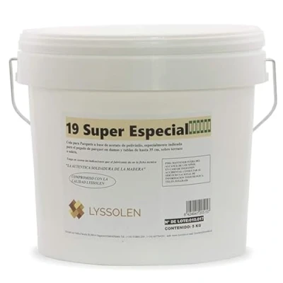 Imagen de LYSSOLEN Cola Parquet Super Especial con Alta Adherencia Adhesivo Profesional para Suelos de Madera Ideal Instalaciones Macizo y Laminado Fijación Extra Fuerte (5 kg)