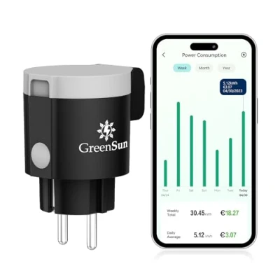 Imagen de Enchufe Exterior Enchufe, Inteligente, GreenSun inteligente alexa wifi con Medidor Consumo Temporizador Programable 16A IP44