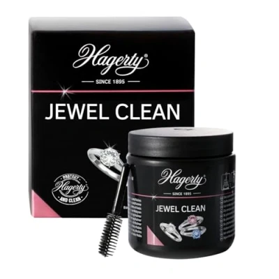 Imagen de Hagerty Jewel Clean Baño de inmersión limpia joyas oro platino y piedras preciosas 170ml I Eficaz líquido para limpiar diamantes zafiros rubíes Limpieza por con cesta cepillo