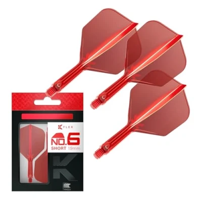 Imagen de Target Darts K Flex Integrated Dart Flight And Shaft,No.6 Rojo (Corto) Pack De 3 No 6, Plumas Para Dardos Moldeadas Precisión 2 En 1 Y Vástago Accesorios Profesionales