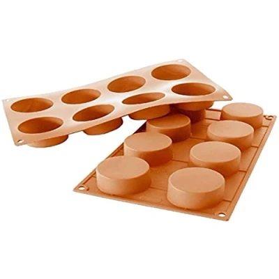 Imagen de Silikomart SF028 Moldes de Silicona para Monoporciones CILINDRO, Antiadherente, 8 Cilindros, Pack 1 Molde Reposteria, ø 60 h 35 mm, Made in Italy