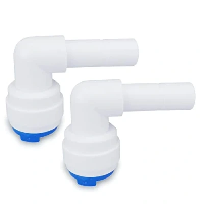 Imagen de smardy 2x Adaptador Conector Tipo L Quick Fitting para Tubo de Agua 3/8&quot; (9,5mm), Ósmosis Inversa