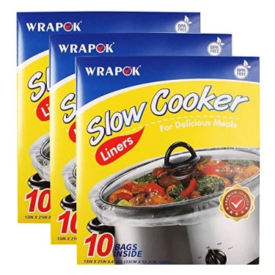 Imagen de WRAPOK bolsas de cocina lenta sin BPA para olla ovalada o redonda, tamaño grande 30 x 50 cm, se adapta a 3 8.5 cuartos unidades (30 en total)