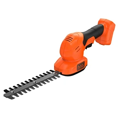 Imagen de BLACK+DECKER Kit Tijera cortacésped + arreglasetos 18V, Cambio de cuchilla sin herramientas, Hoja 20 cm, incluye corte y espada arregla setos, No batería/cargador, BCSS18B XJ