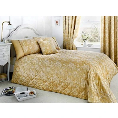 Imagen de Serene Jasmine Colcha Acolchada de fácil Cuidado 240 x 220 cm Oro champán