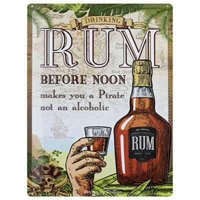Imagen de DODINO Cartel de chapa 30 x 40 cm, RUM, Decorativo Metal para Decoración Taberna Bar Cafetería Idea regalo fans cóctel