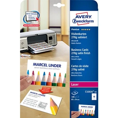 Imagen de Avery Dennison C32026 10 Tarjetas de visita Pack 100