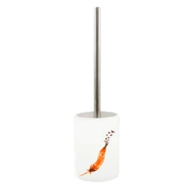Imagen de MSV India (Pluma Escobilla de baño y Soporte, Acero Inoxidable, Hoja Naranja, Ø9,5 / Alto Total 37