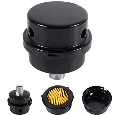 Imagen de Filtro aire Compresor, Rosca BSP de 3/8&quot; 16 mm Conector compresor Metal entrada ruido Silenciador macho silencioso Fliter admisión, para monoblock, Negro
