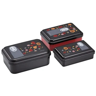 Imagen de Spirited Away Juego de 3 recipientes almacenamiento alimentos con tapas, diseño japonés auténtico, duradero, apto para lavavajillas, linternas