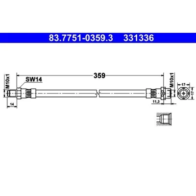 Imagen de ATE 83.7751 0359.3 Latiguillos de Freno 359mm M10x1mm