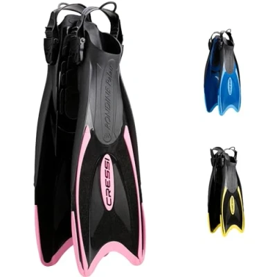 Imagen de Cressi Palau Fins Aletas Largas Ajustables Niños para Bucear y Nadar, Negro/Rosa Largas, XXS/XS (32/35)