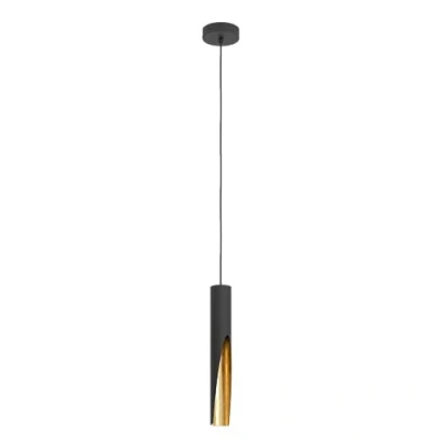 Imagen de Eglo LED Barbotto, Lámpara colgante sobre mesa de comedor con iluminación indirecta, metal negro y dorado, bombilla GU10, blanco cálido