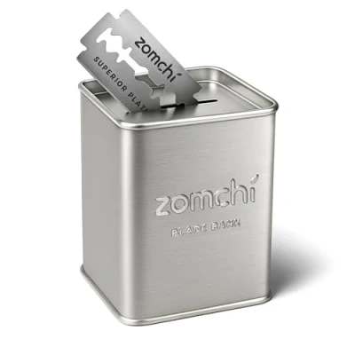 Imagen de ZOMCHI Banco de cuchillas afeitar para almacenamiento seguridad, caja eliminación seguridad doble filo usada (Plata)