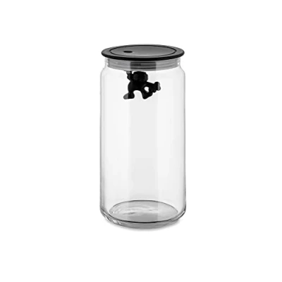 Imagen de Alessi Storage Jar Gianni A Little Man Holding On Tight AMDR06 B Black 1.4 L by Mattia Di Rose