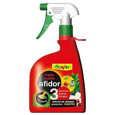 Imagen de Flower Afidor Triple Acción Listo Uso, 1 l Insecticida, Acaricida y Fungicida Formulado con Nanotecnología Efecto de Choque Preventivo Curativo, Control Pulgones, Ácaros Oídio