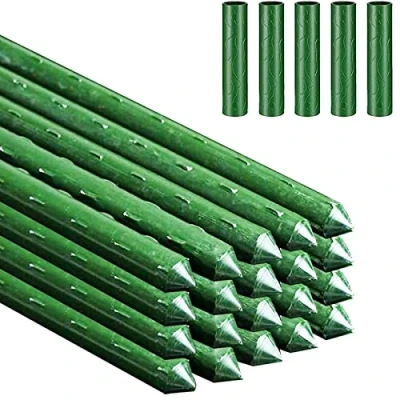 Imagen de estacas para plantas de jardín, 20 varillas cultivo con conector, bastones soporte vid flores, verduras y guisantes