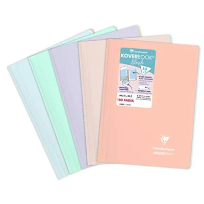 Imagen de Clairefontaine Koverbook Blush Cuaderno de espiral (A4, 90 g, líneas, 80 hojas, varios diseños, 5 unidades)