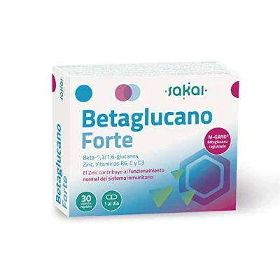 Imagen de Sakai Betaglucano Forte Tu sistema inmunitario activo y fuerte Con M Gard® Beta 1,3/1,6 glucano registrado, Zinc Vitaminas B6, C D3