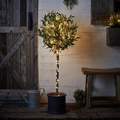 Imagen de Lights4fun Cadena Luminosa de 200 Micro LED Blancos Cálidos a Pilas para Exteriores