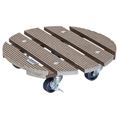 Imagen de WAGNER Soporte con Ruedas para Plantas WPC Ø 29 x 7,5 cm I Carrito Flores Uso Exterior + Interior Wood Plastic Composite FSC®, Topo 2 Frenos Carga máxima 100kg 20053601